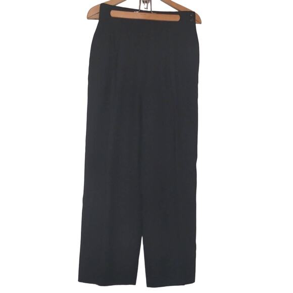 Vintage Susan Bristol black wool double pleated wide leg trousers size 8 - Picture 1 of 6